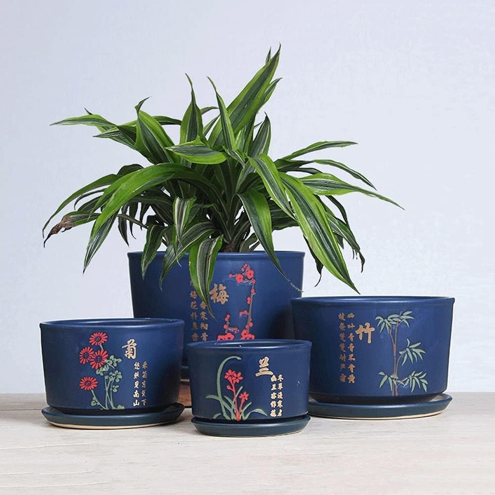 フラワーポット、シャーシ付き中国アートフラワーポット、多肉植物や